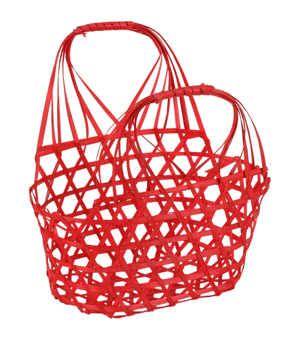 Panier Lio ajouré bambou framboise ovale 20x12x10/22cm