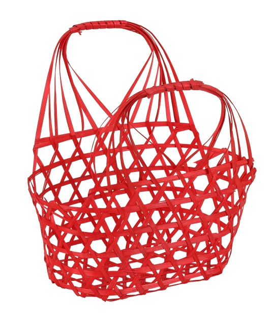 Panier Lio ajouré bambou framboise ovale 20x12x10/22cm