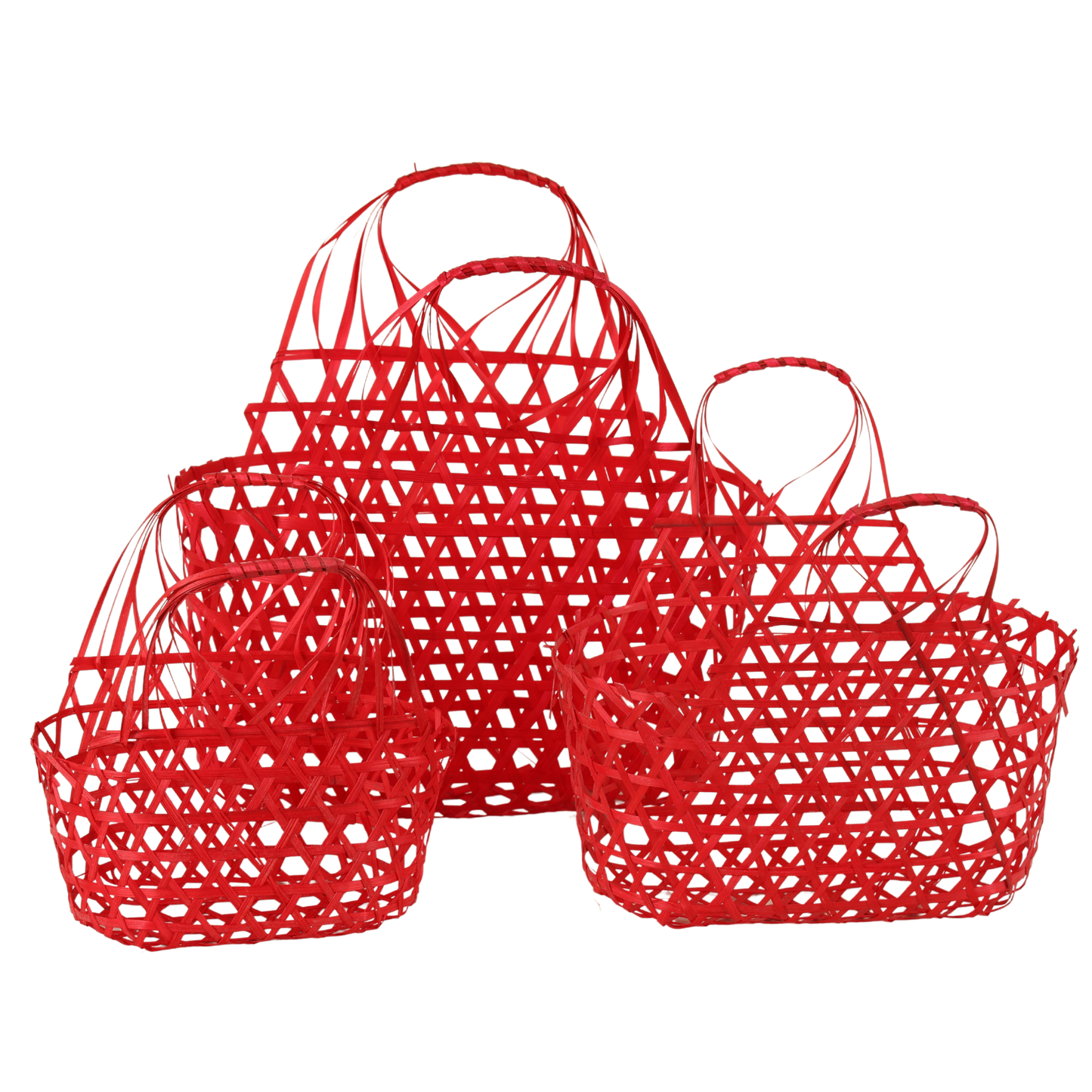 Panier Lio ajouré bambou framboise ovale 20x12x10/22cm