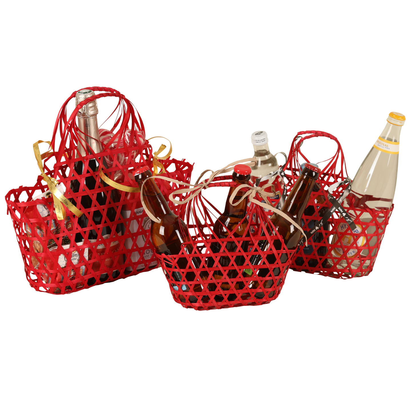 Panier Lio ajouré bambou framboise ovale 25x12x12/24cm