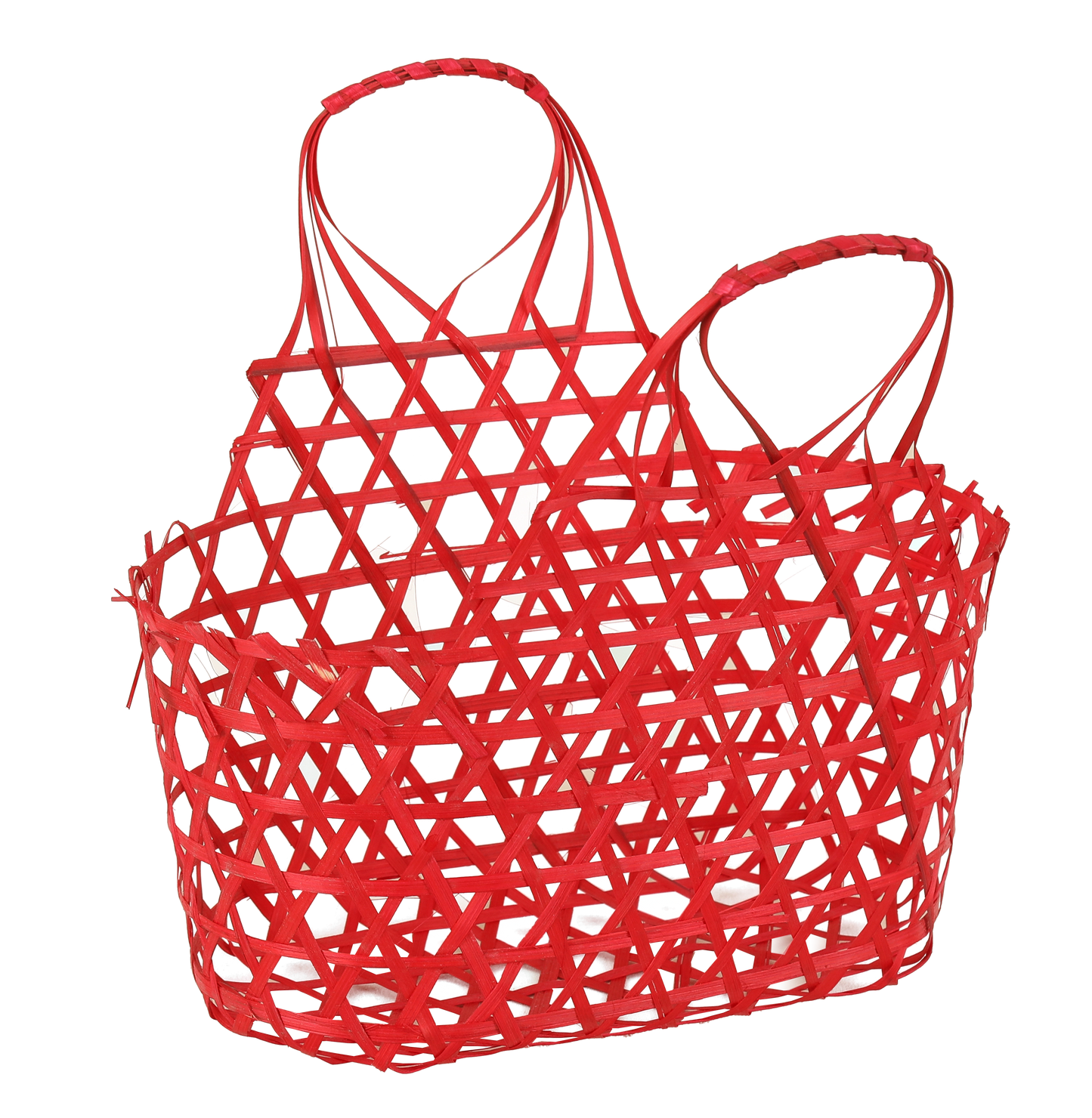 Panier Lio ajouré bambou framboise ovale 25x12x12/24cm