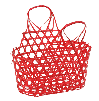 Panier Lio ajouré bambou framboise ovale 25x12x12/24cm