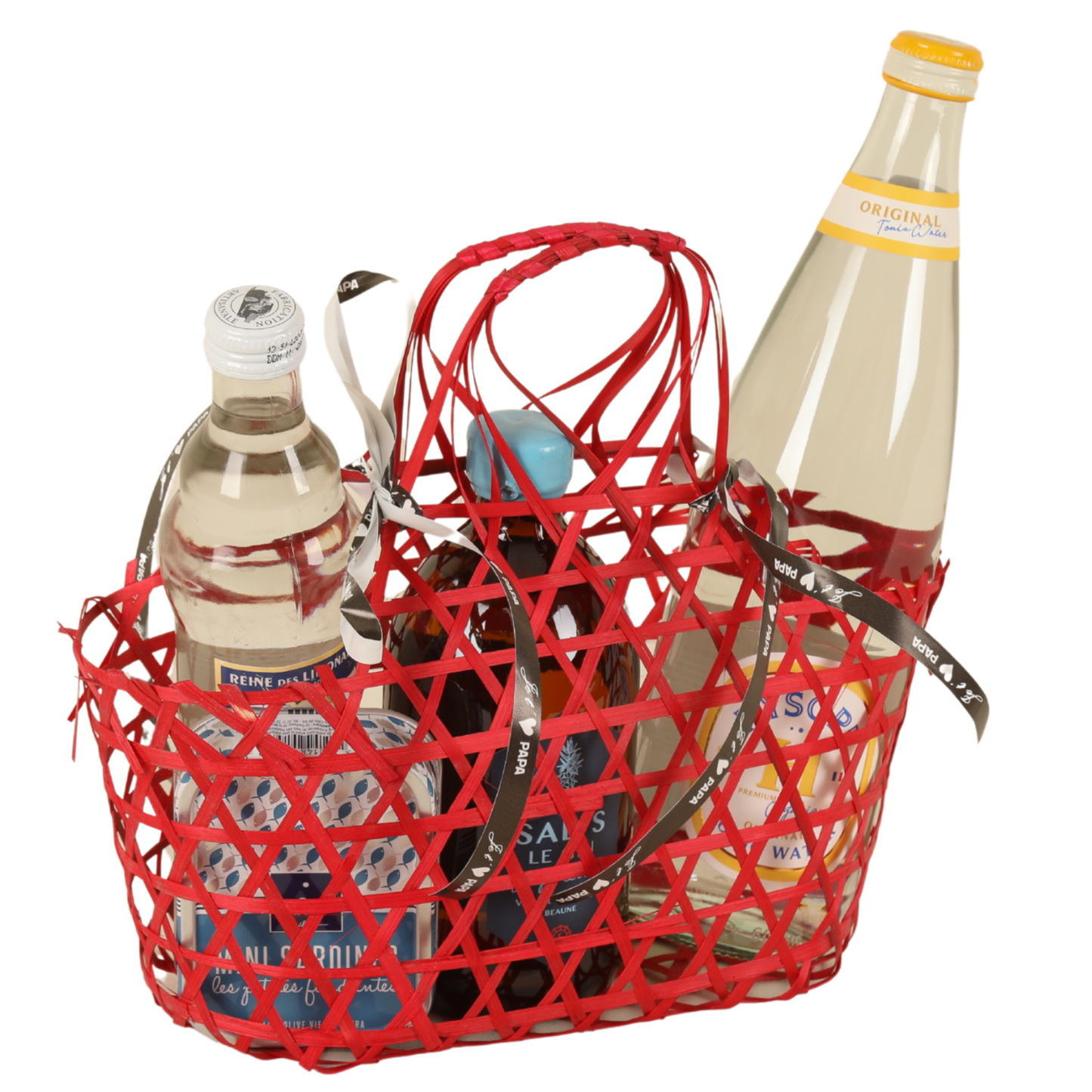 Panier Lio ajouré bambou framboise ovale 25x12x12/24cm