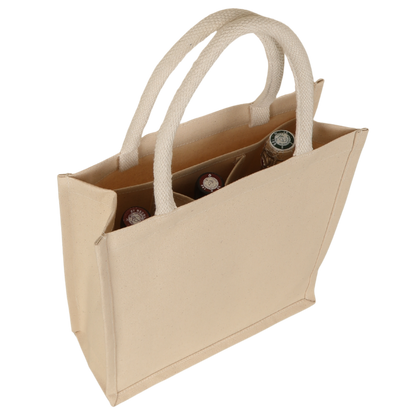 Sac Lorenzo réutilisable toile coton naturel 3 bouteilles