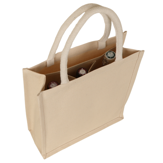 Sac Lorenzo réutilisable toile coton naturel 3 bouteilles