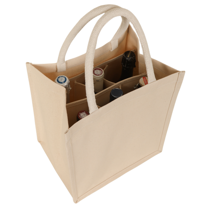 Sac Lorenzo réutilisable toile coton naturel 6 bouteilles