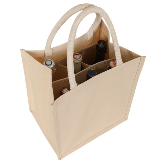 Sac Lorenzo réutilisable toile coton naturel 6 bouteilles