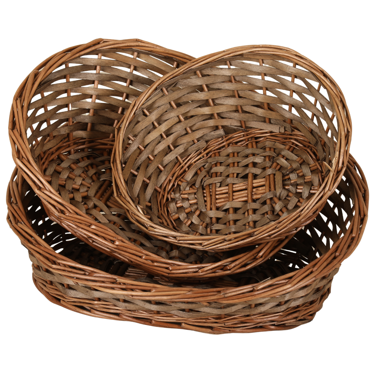 Corbeille Océane osier/bois marron asymétrique 29x25x4/12cm