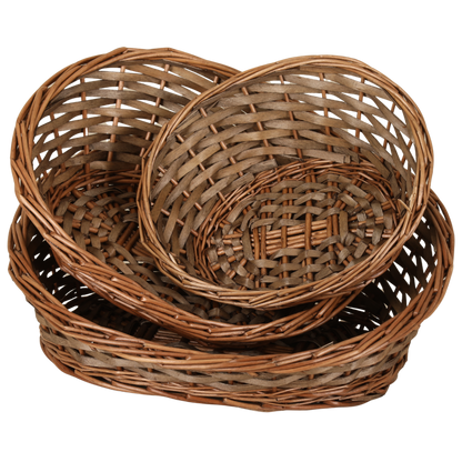 Corbeille Océane osier/bois marron asymétrique 29x25x4/12cm