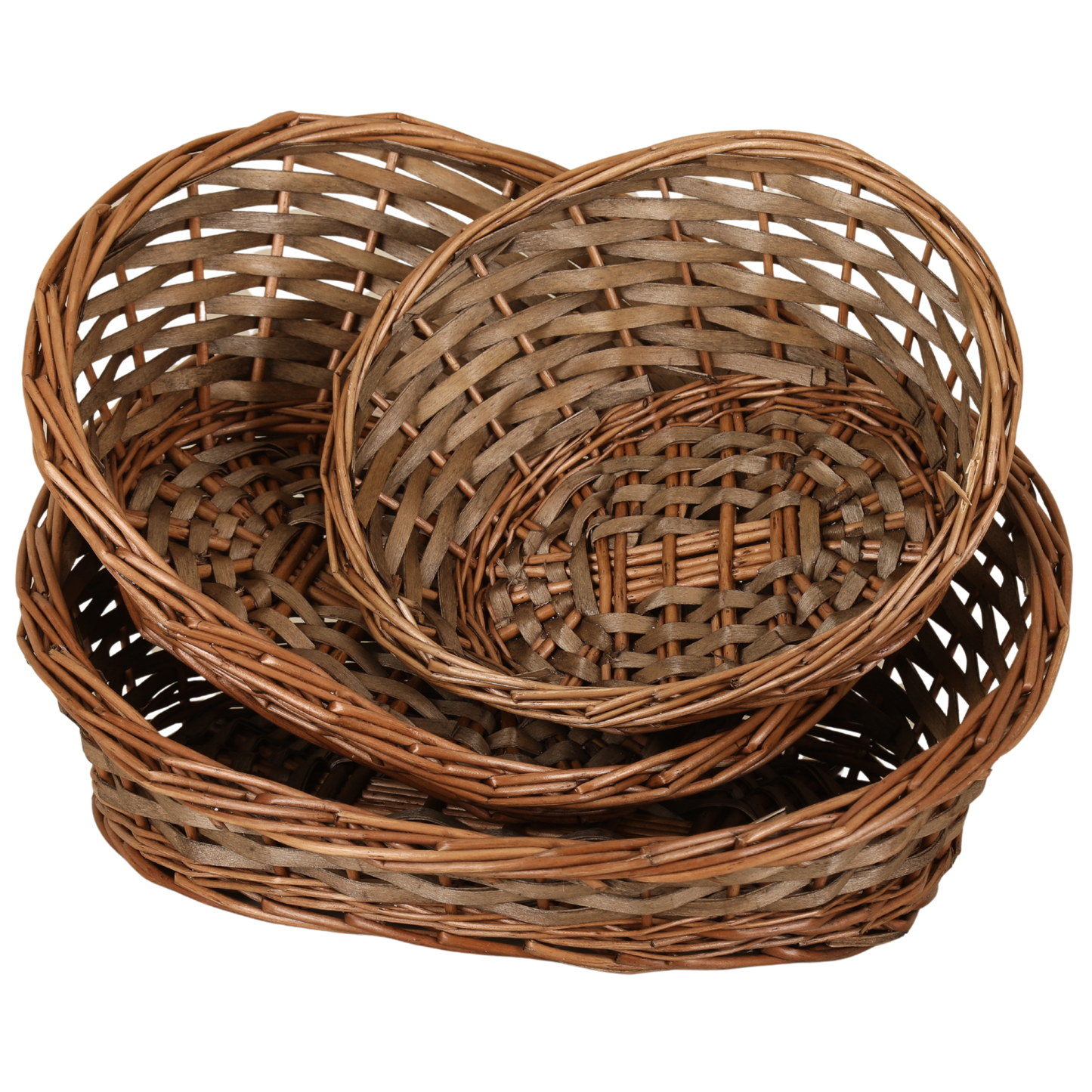 Corbeille Océane osier/bois marron asymétrique 36x30x5/15cm