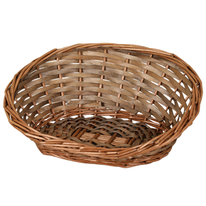 Corbeille Océane osier/bois marron asymétrique 36x30x5/15cm