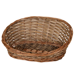 Corbeille Océane osier/bois marron asymétrique 43x35x6/18cm
