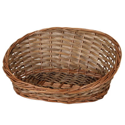 Corbeille Océane osier/bois marron asymétrique 43x35x6/18cm