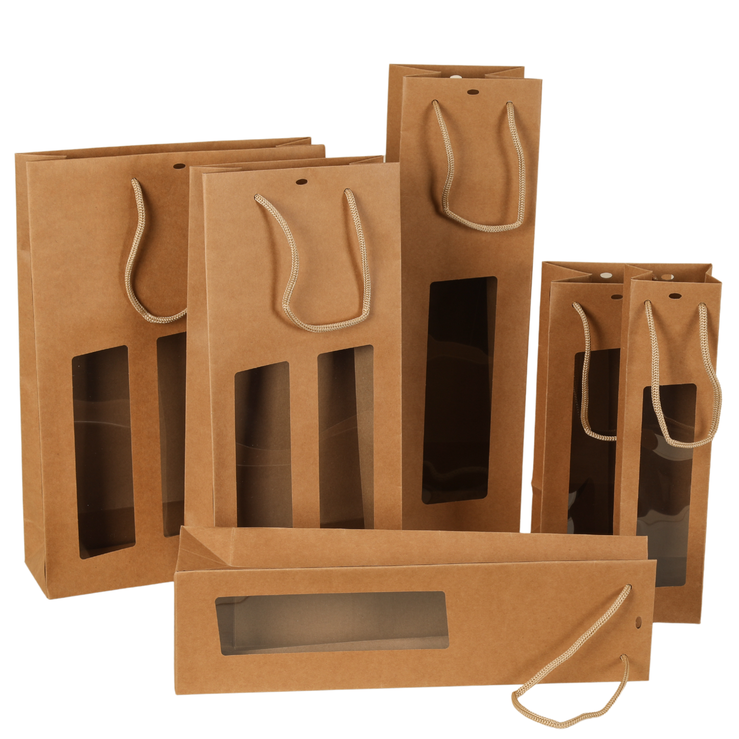 Sac Atlanta papier kraft 1 bouteille fenêtre PVC