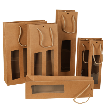 Sac Atlanta papier kraft 2 bouteilles fenêtres PVC