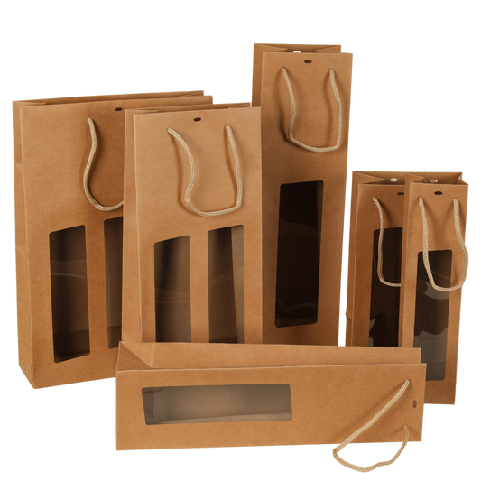 Sac Atlanta papier kraft 2 bouteilles fenêtres PVC