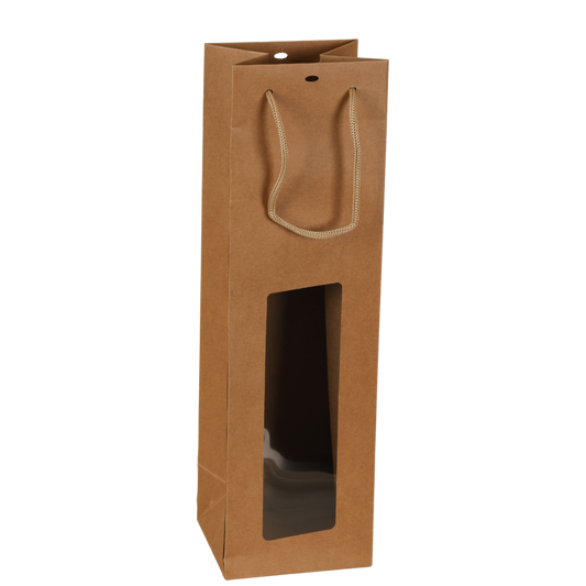 Sac Atlanta papier kraft 1 bouteille fenêtre PVC