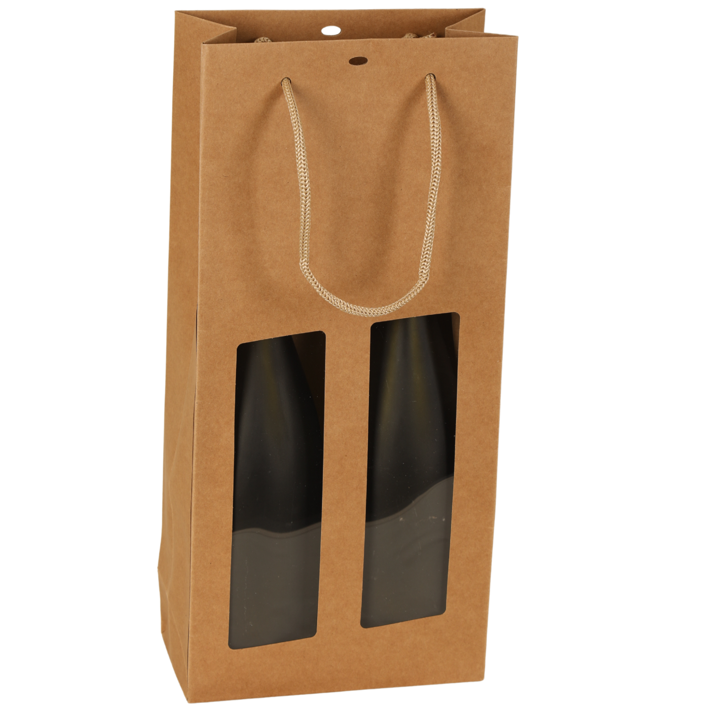 Sac Atlanta papier kraft 2 bouteilles fenêtres PVC