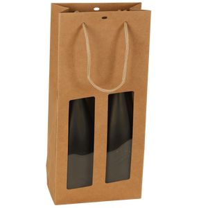 Sac Atlanta papier kraft 2 bouteilles fenêtres PVC