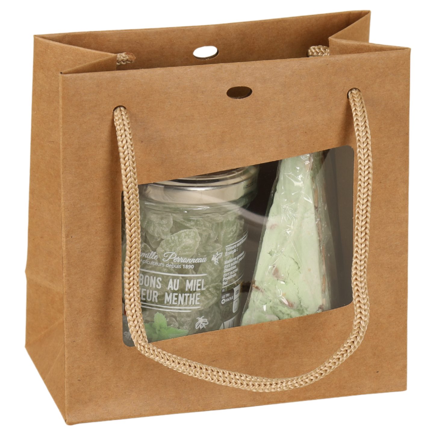 Sac Atlanta papier kraft terroir 15x8x15cm fenêtre PVC