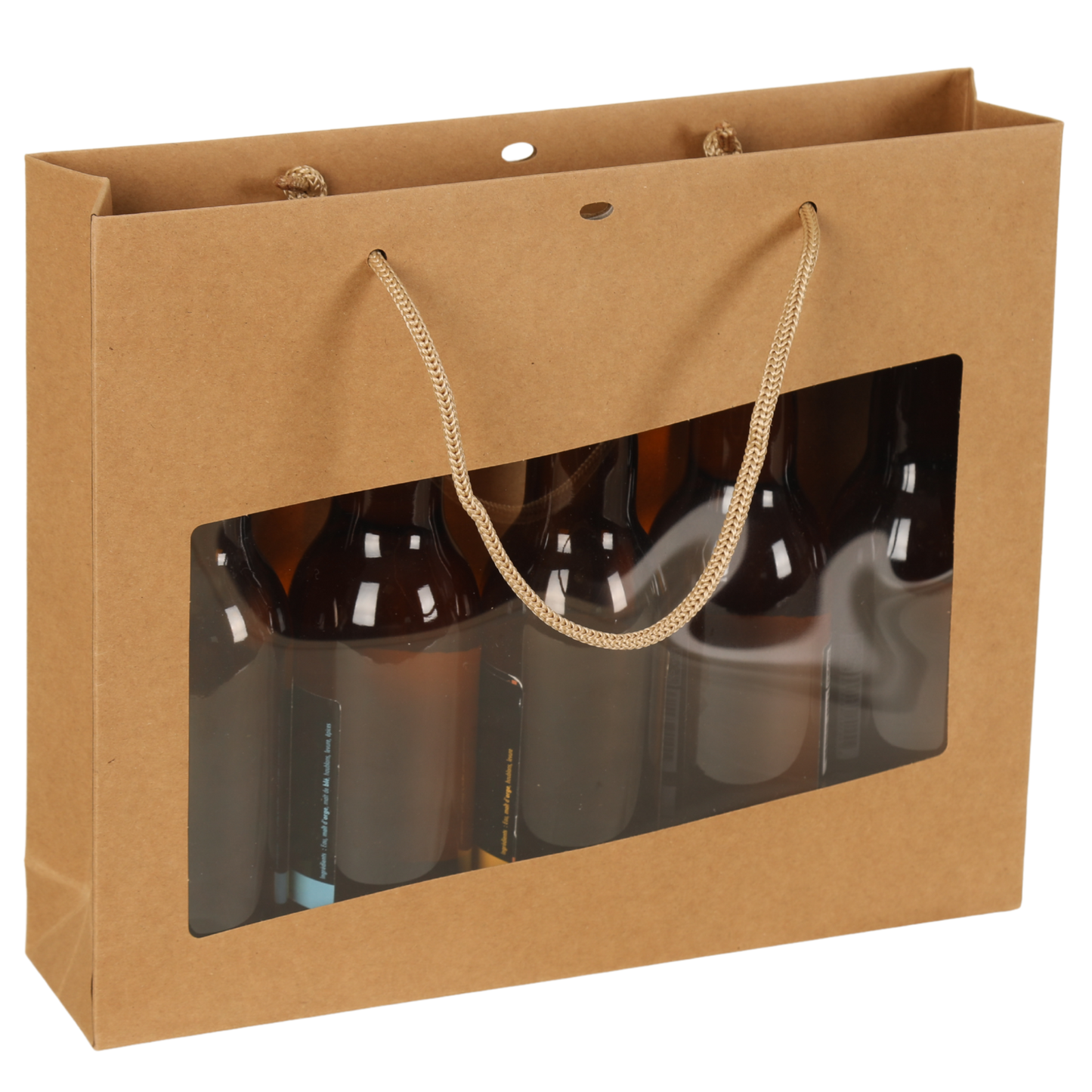 Sac Atlanta papier kraft 5 bières/terroir 31x7x26cm fenêtre PVC