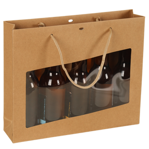 Sac Atlanta papier kraft 5 bières/terroir 31x7x26cm fenêtre PVC