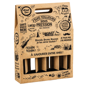 Valisette Portland carton kraft 4 bières 33cl (type long neck)