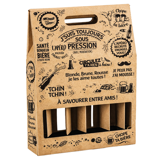 Portland kraft cardboard 4-pack for 33cl long-neck beer bottles