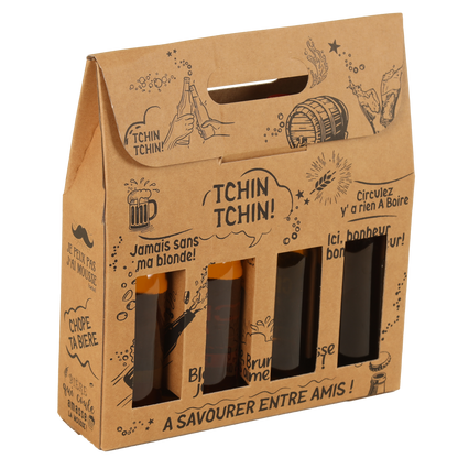 Portland kraft cardboard 4-pack for 33cl long-neck beer bottles