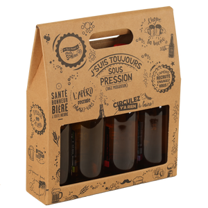 Portland kraft cardboard 4-pack for 33cl long-neck beer bottles