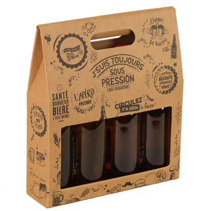 Portland kraft cardboard 4-pack for 33cl long-neck beer bottles