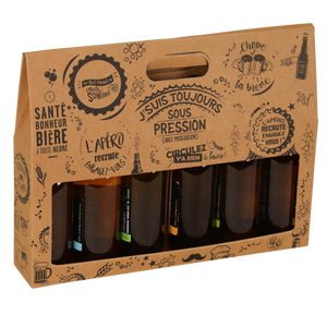Portland cardboard six-pack carrier for 33cl longneck bottles