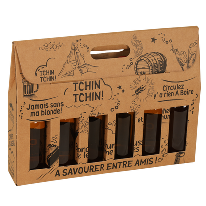 Portland cardboard six-pack carrier for 33cl longneck bottles