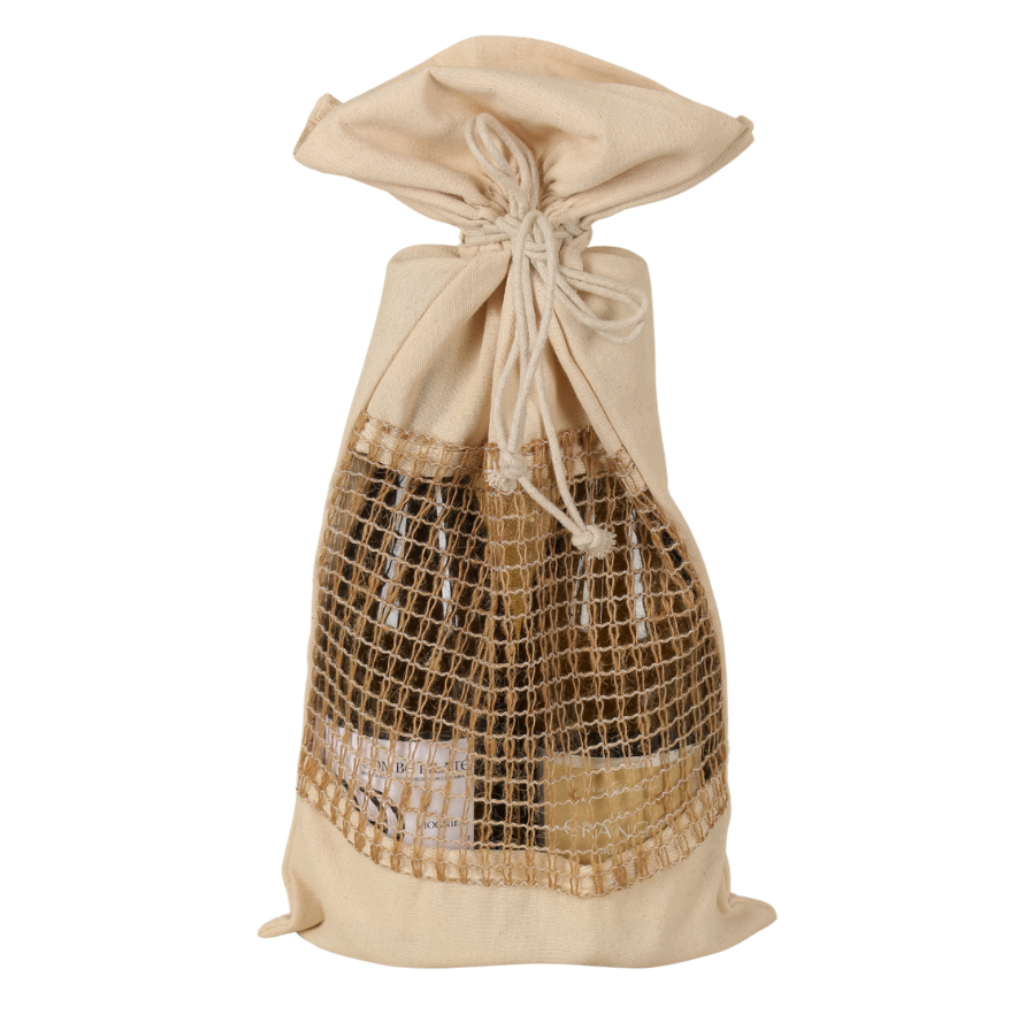 Sac pochon  toile coton fenêtre filet 23x45cm - Lorenzo