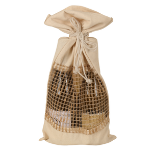 Lorenzo drawstring bag, cotton canvas with mesh window, 23x45cm