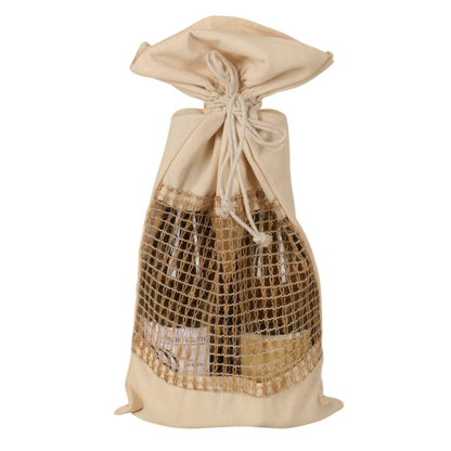 Sac pochon  toile coton fenêtre filet 23x45cm - Lorenzo