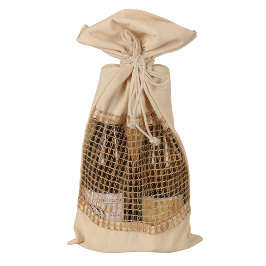 Sac pochon Lorenzo toile coton fenêtre filet 23x45cm