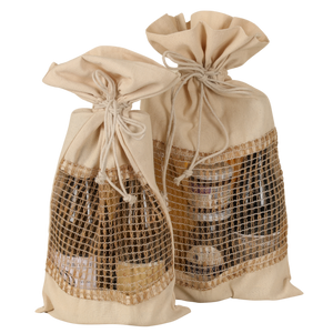 Sac pochon Lorenzo toile coton fenêtre filet 23x45cm