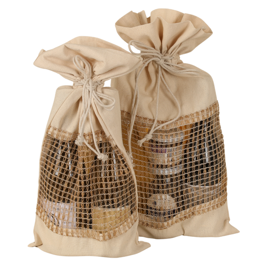 Sac pochon Lorenzo toile coton fenêtre filet 23x45cm