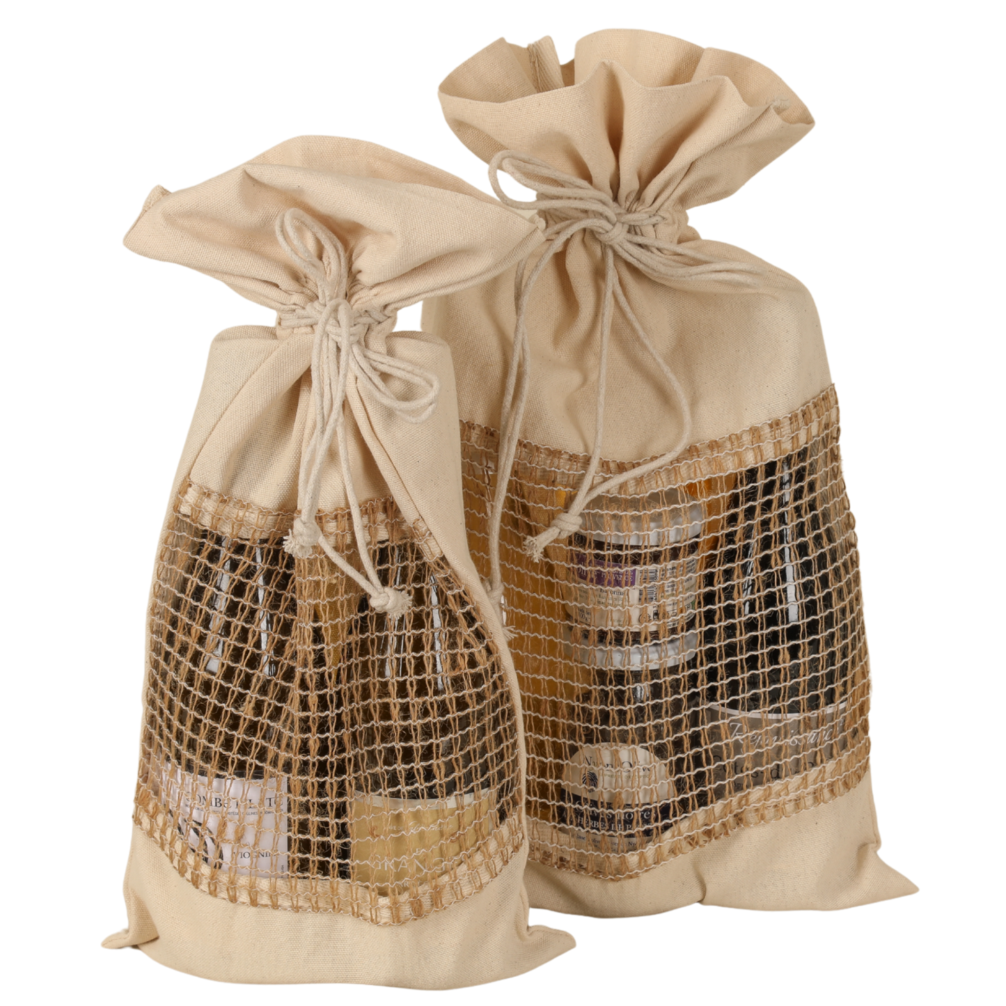 Sac pochon Lorenzo toile coton fenêtre filet 30x50cm