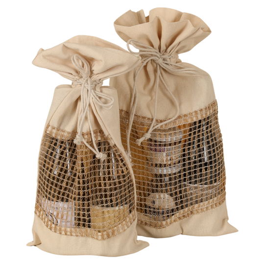 Sac pochon Lorenzo toile coton fenêtre filet 30x50cm