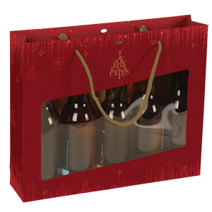 Sac Bellagio papier 5 bières/terroir 31x7x26cm fenêtre PVC
