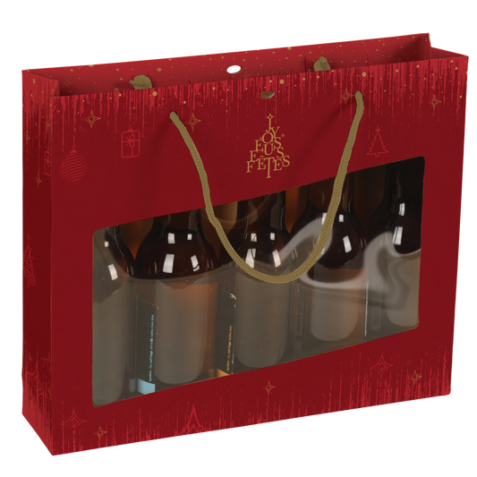 Sac Bellagio papier 5 bières/terroir 31x7x26cm fenêtre PVC