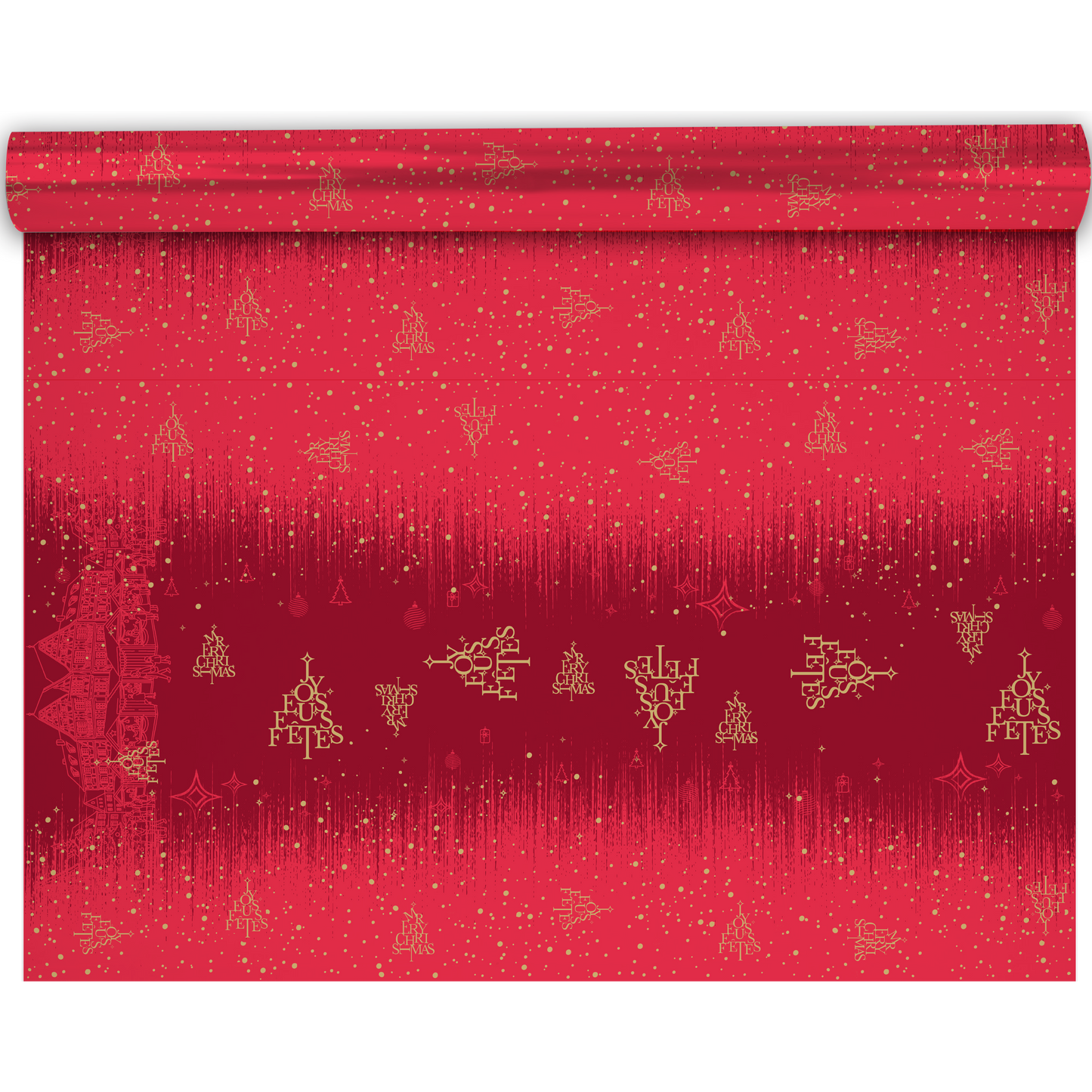 Papier cadeau Bellagio papier couché rouge/or 0.70x100m