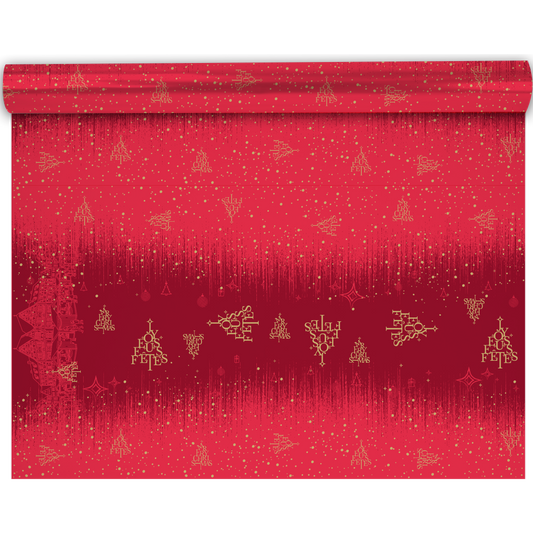Papier cadeau Bellagio papier couché rouge/or 0.70x100m