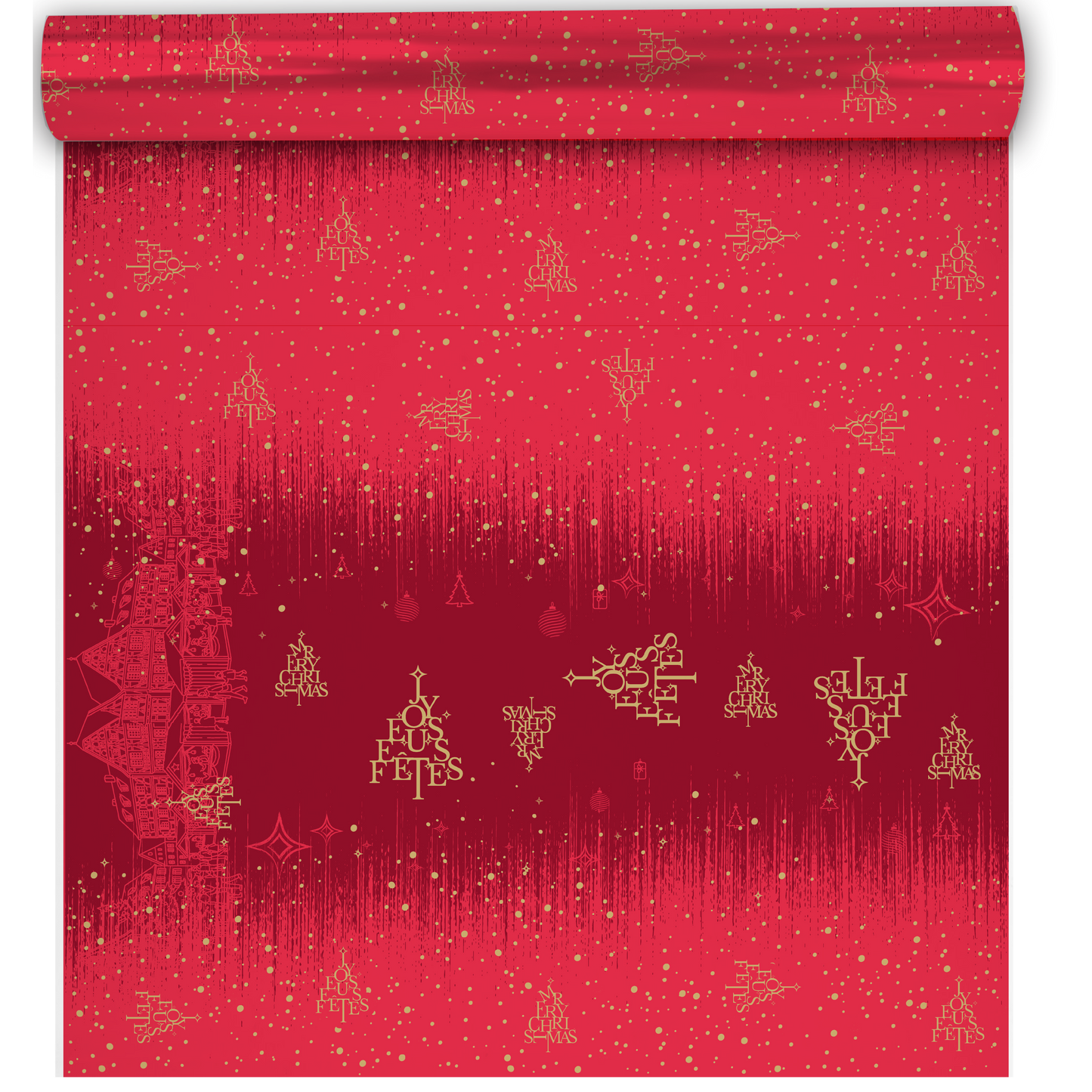 Papier cadeau Bellagio papier couché rouge/or 0.50x200m