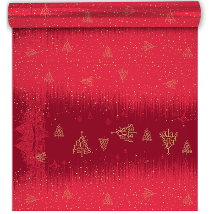 Papier cadeau Bellagio papier couché rouge/or 0.50x200m