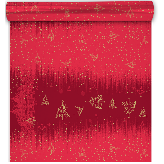 Papier cadeau Bellagio papier couché rouge/or 0.50x200m