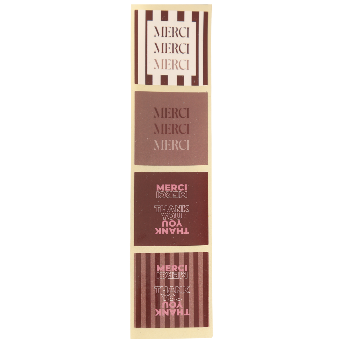 Etiquette adhésive carrée - Merci (boîte de 500 set de 4 assorties)