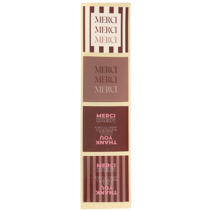 Etiquette adhésive carrée - Merci (boîte de 500 set de 4 assorties)